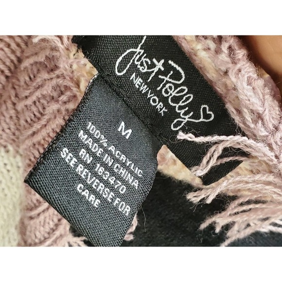 Just Polly Cropped Fringe Purple Long Sleeve V-Neck Pullover Knit Sweater Medium - Picture 10 of 13